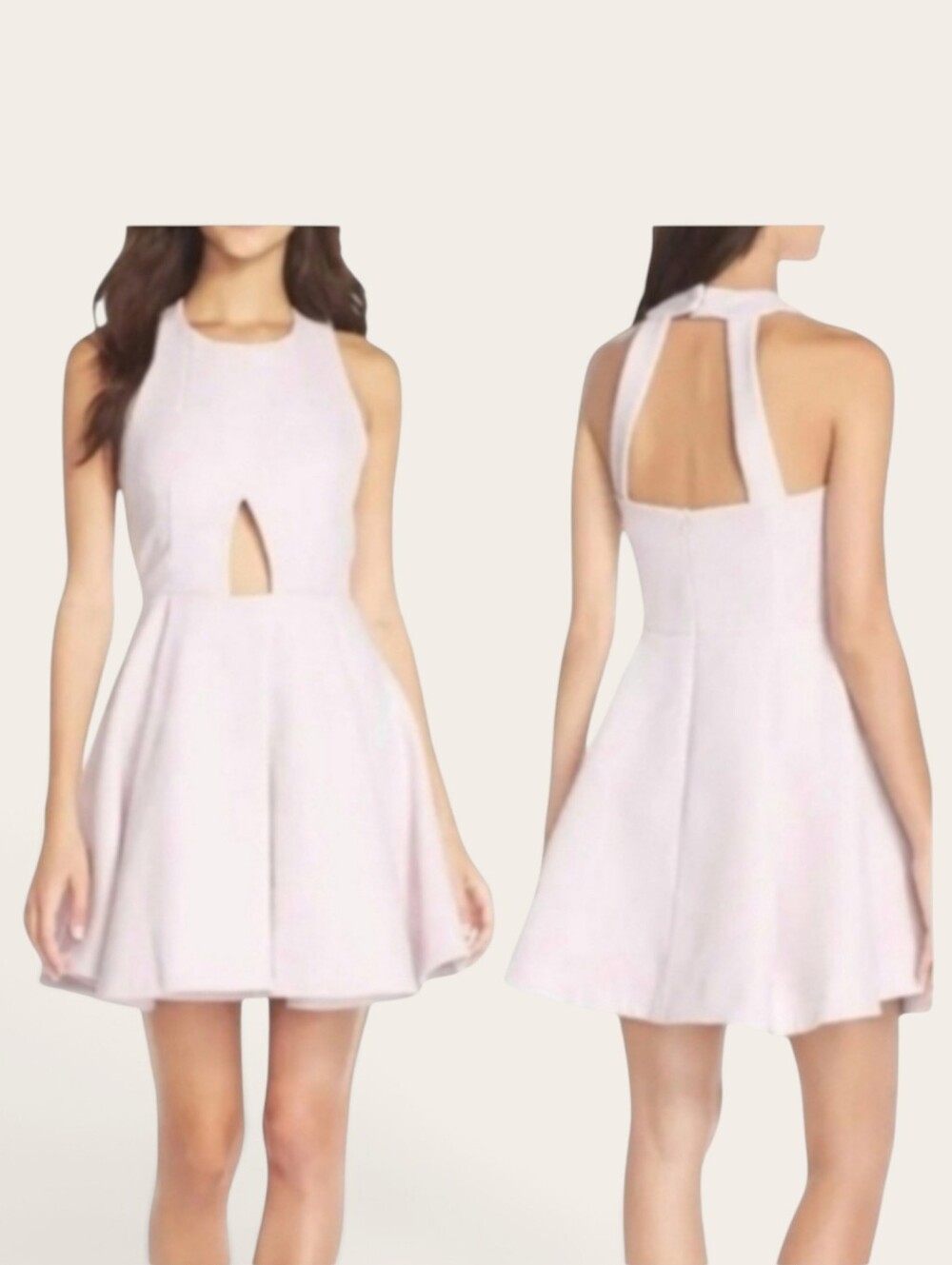 Elliatt Revolve pale lavender pink cutout Halter fit & flare dress. EUC sz XS